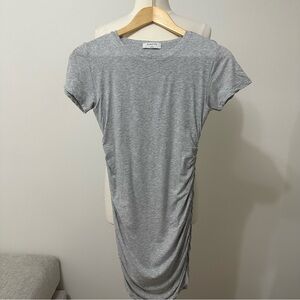Aritzia Babaton Heathered Gray Bodycon Ruched Tshirt Dress